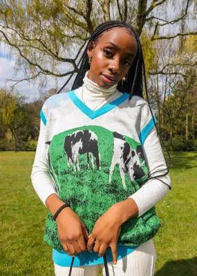 Grazing Cow Knitted Sweater Vest