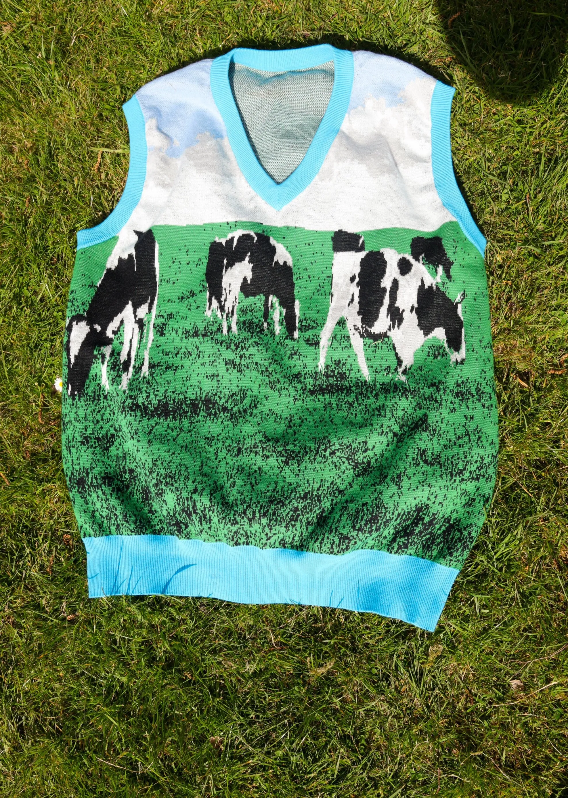 Grazing Cow Knitted Sweater Vest