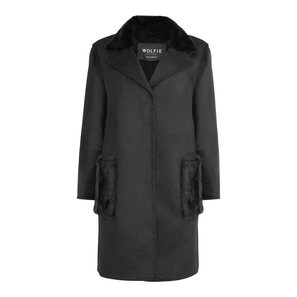 KATE Cashmere Blend & Fur Trim Coat