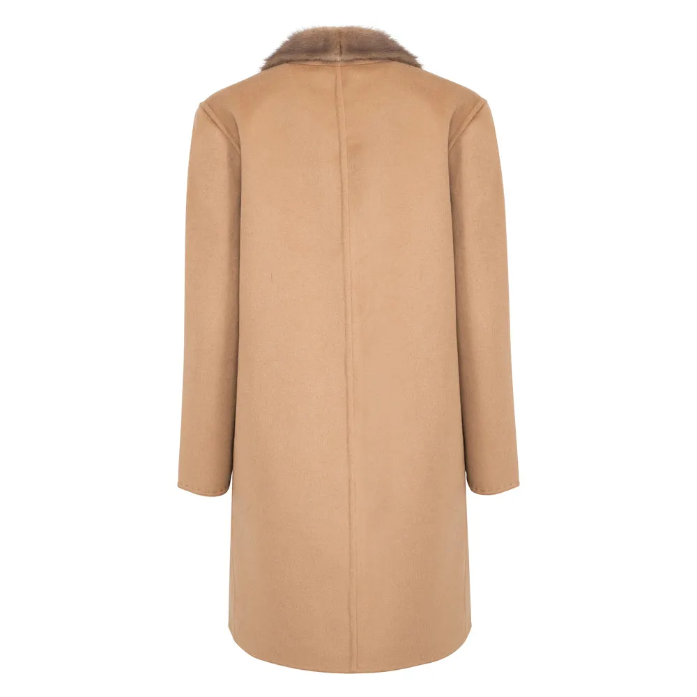 KATE Cashmere Blend & Fur Trim Coat
