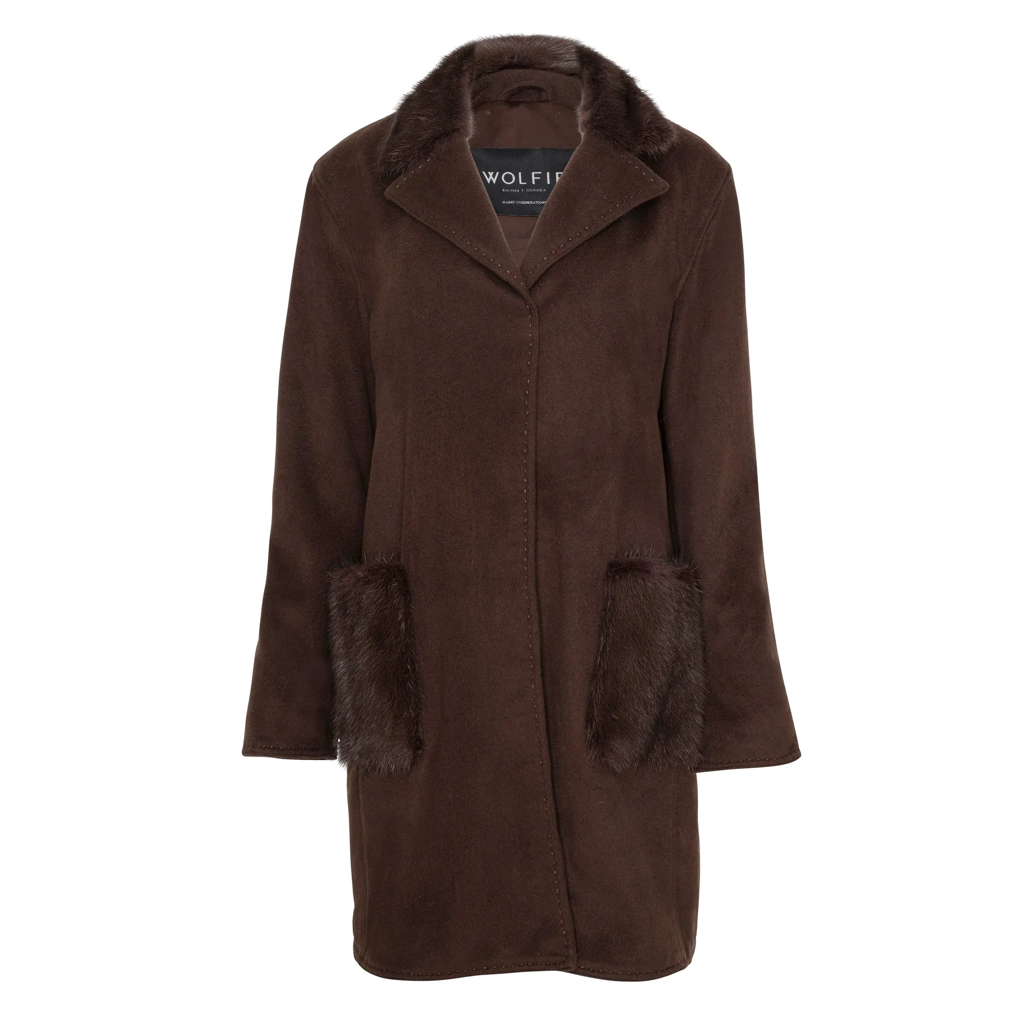 KATE Cashmere Blend & Fur Trim Coat