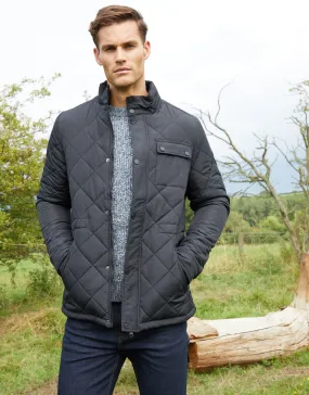 Men's Black Showerproof Diamond Quilted Jacket