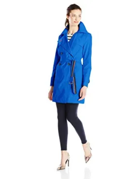 Tommy Hilfiger Women's Double-Breasted Trench Coat, Nautical Blue, Large