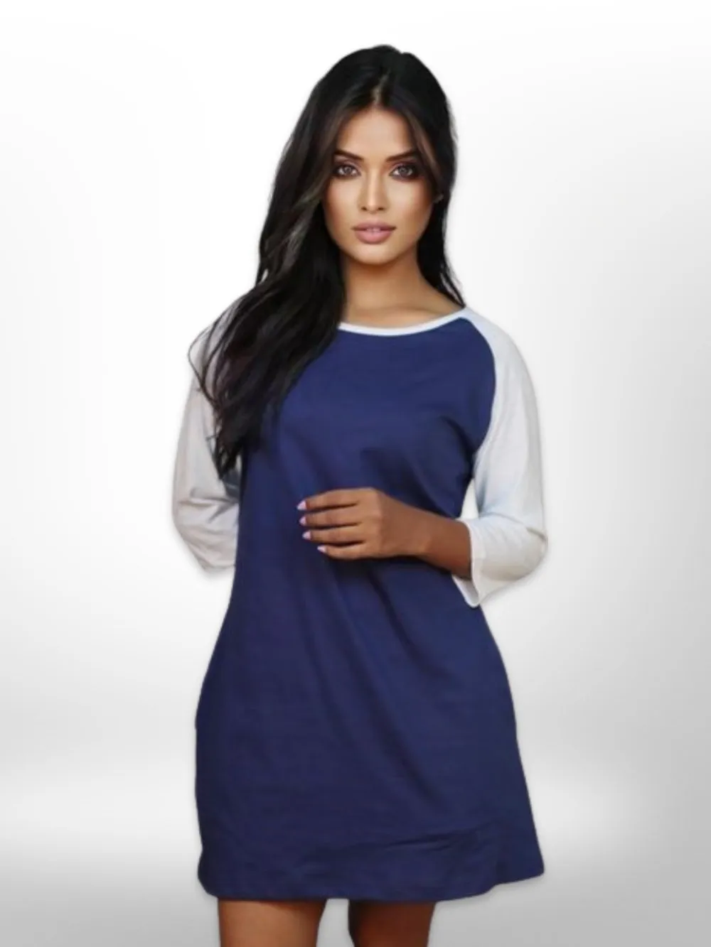 Women's Long Raglan Sleeve Side Pocket Solid T-Shirt